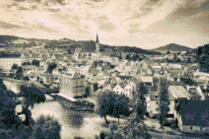 Diamond Painting - Cesky Krumlov i grå nuancer