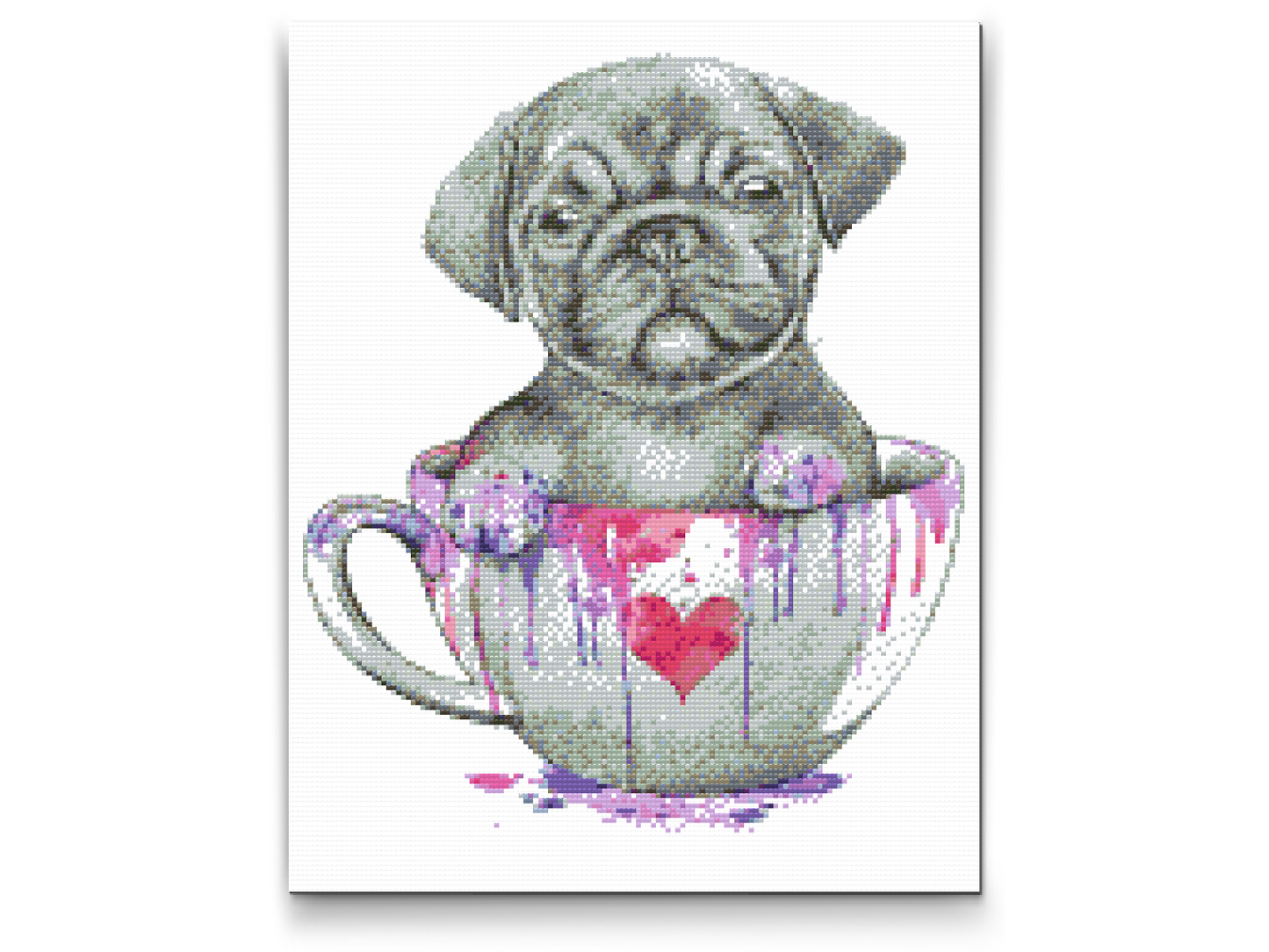 Diamond Painting - Mops i et malet krus