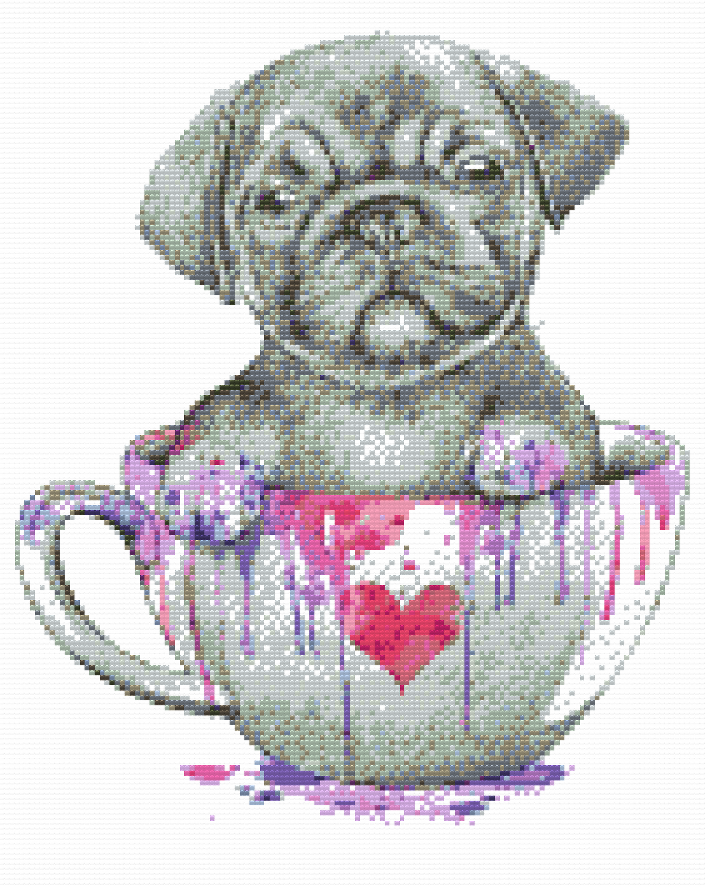 Diamond Painting - Mops i et malet krus