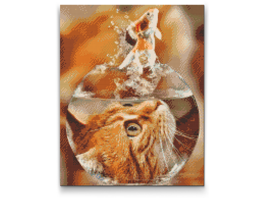 Diamond Painting - Cats View af en guldfisk
