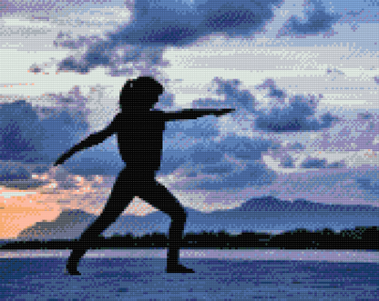 Diamond Painting - Yoga på stranden