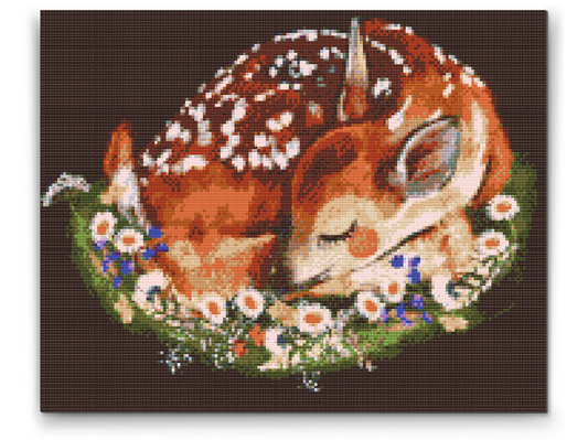 Diamond Painting - Rådyr blandt blomsterne