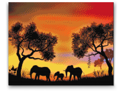 Diamond Painting - Elefantfamilien