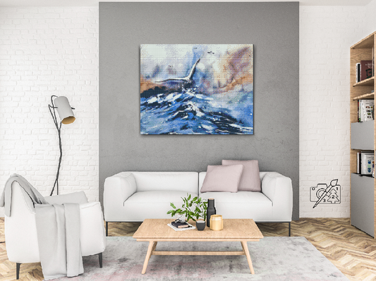 Diamond Painting - Måge, der flyver over havet