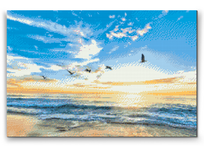 Diamond Painting - Fugle, der flyver over havet