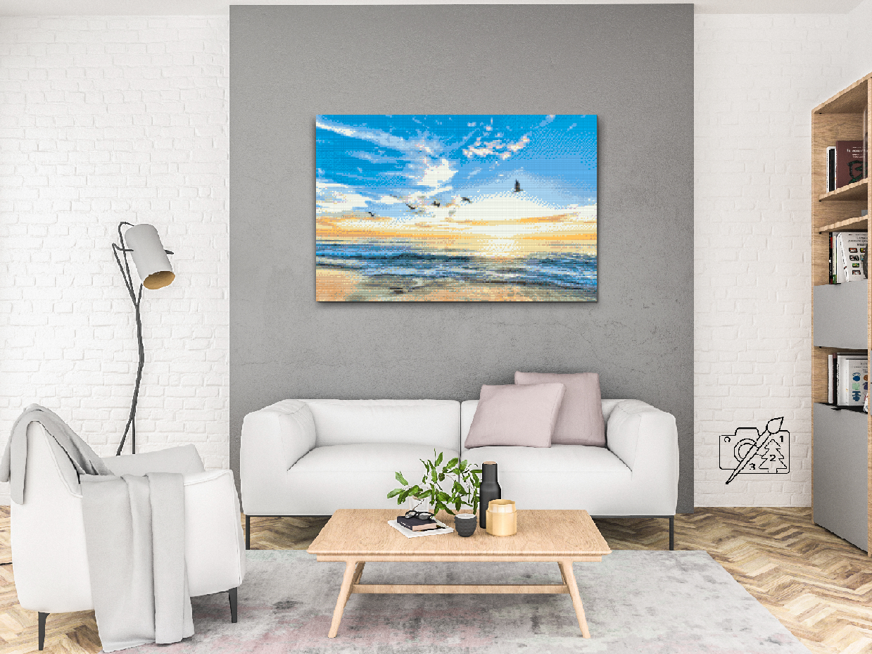 Diamond Painting - Fugle, der flyver over havet