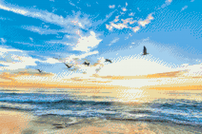 Diamond Painting - Fugle, der flyver over havet