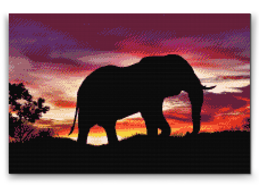 Diamond Painting - Afrikansk elefant ved solnedgang
