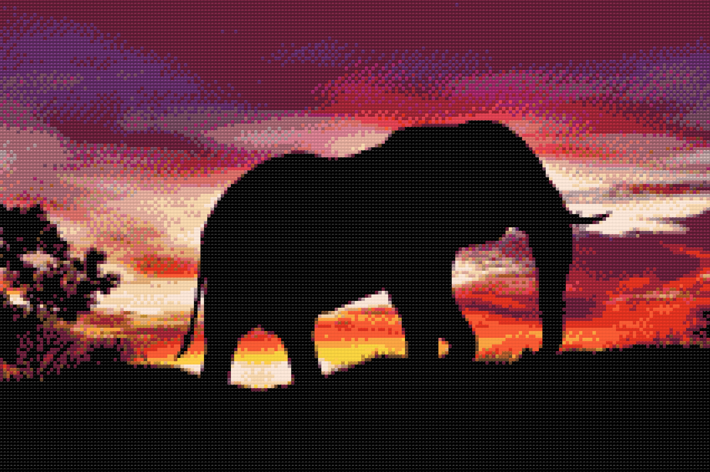 Diamond Painting - Afrikansk elefant ved solnedgang