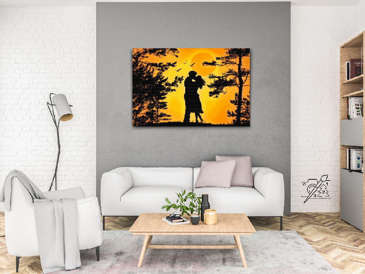 Diamond Painting - Par forelskede ved solnedgang