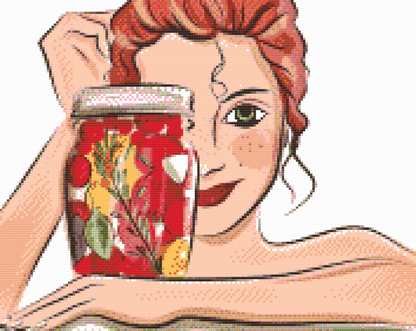 Diamond Painting - Kvinde smiler bag flasken