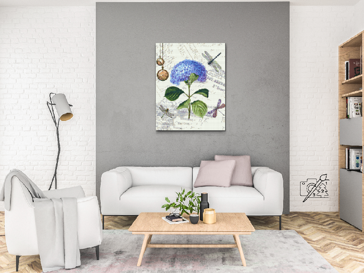 Diamond Painting - Hortensia og guldsmede