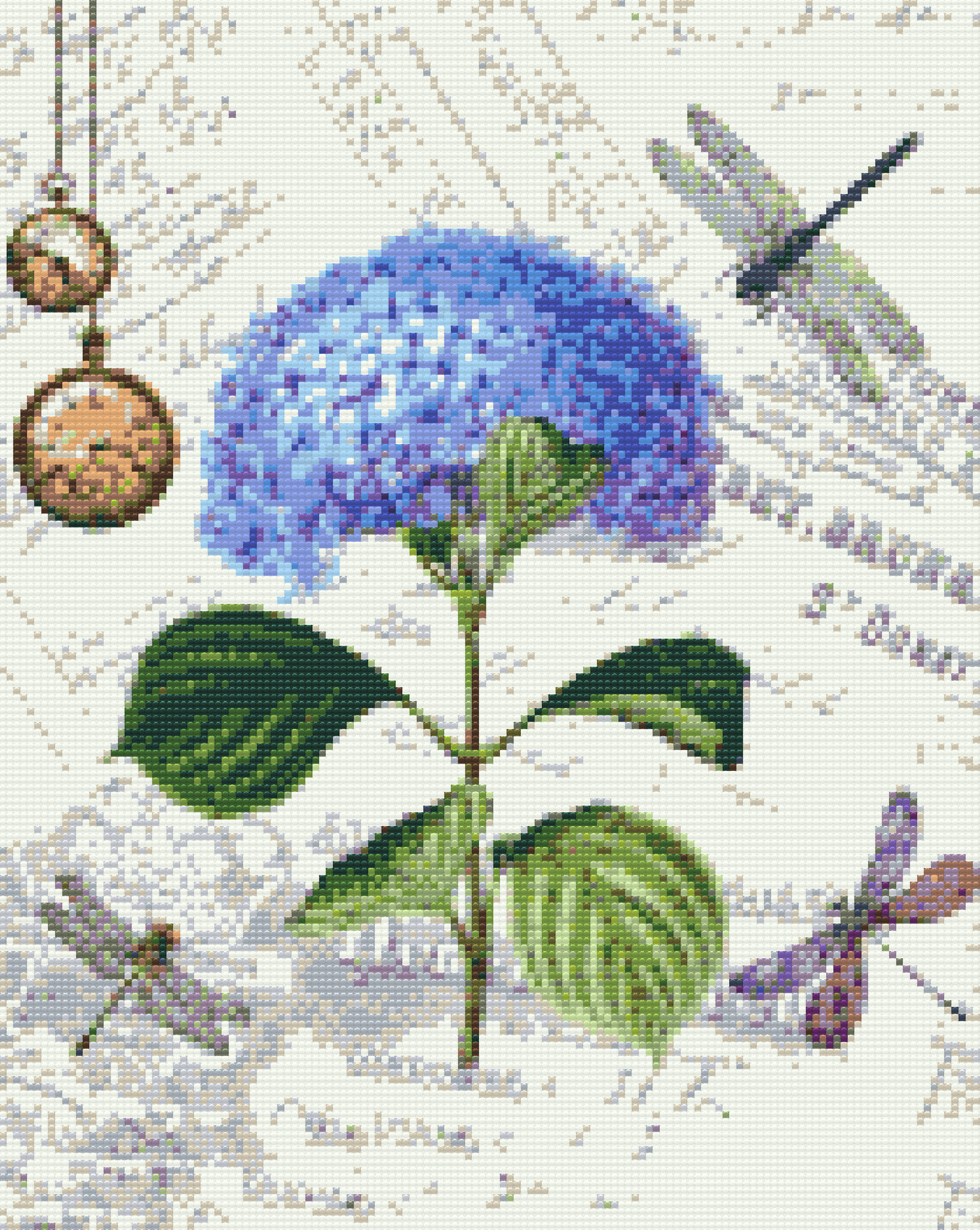 Diamond Painting - Hortensia og guldsmede