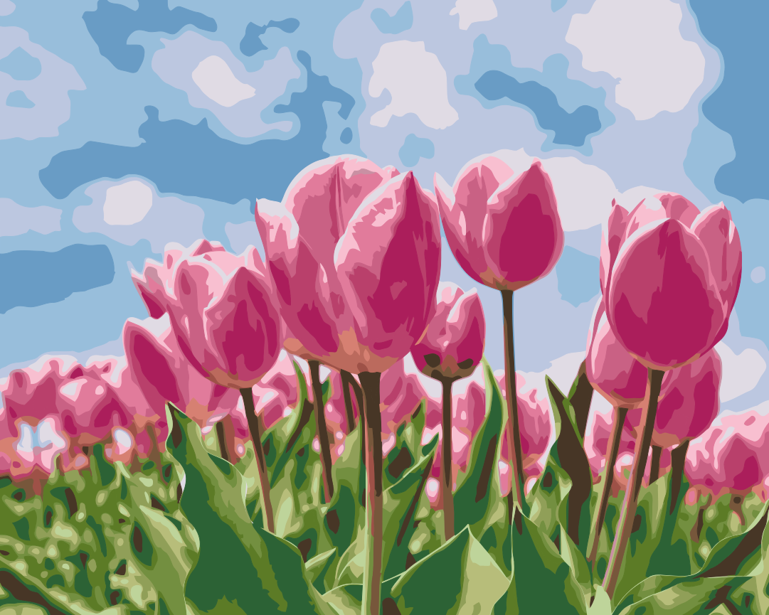 Paint by Numbers - Lyserøde tulipaner