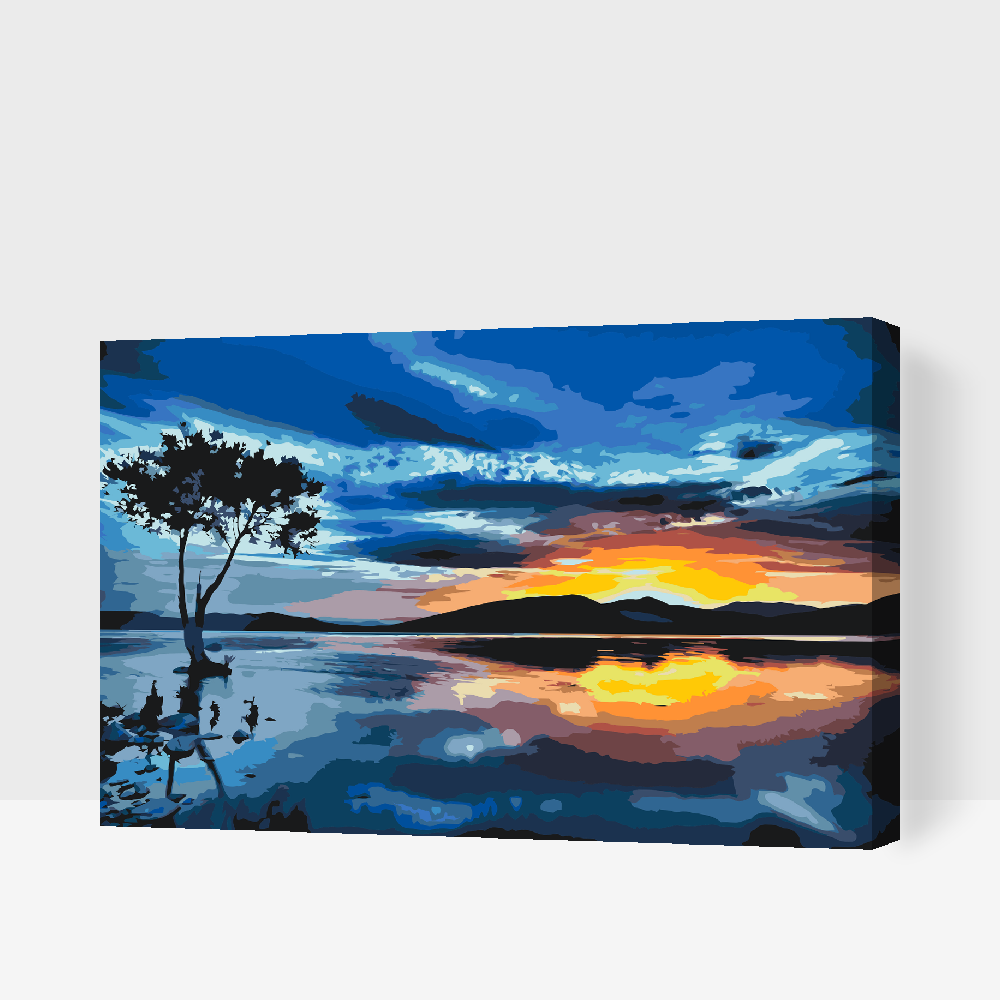Paint by Numbers - Solnedgang og Mørkt Træ