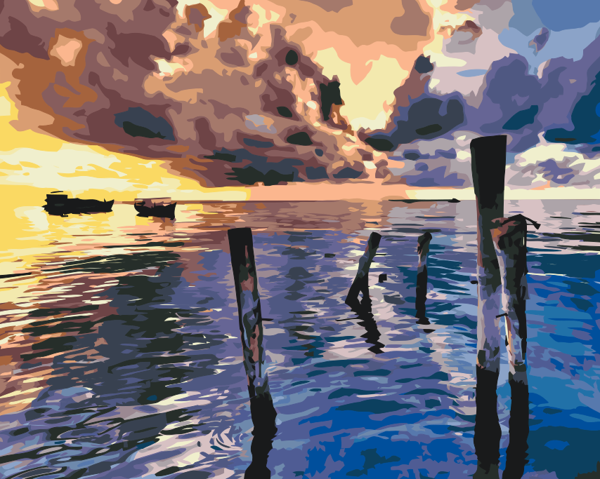 Paint by Numbers - Stormfuld solnedgang
