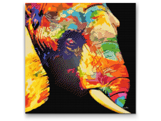 Diamond Painting - Farvet elefant