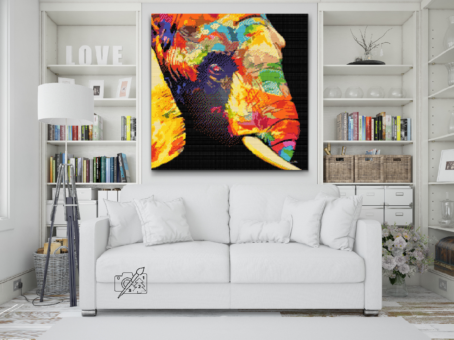 Diamond Painting - Farvet elefant