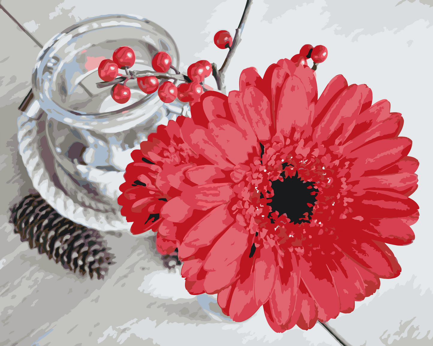 Paint by Numbers - Gerbera og Stearinlys
