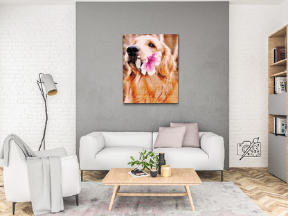 Diamond Painting - Labrador med blomst