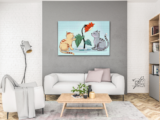 Diamond Painting - Katte og Blomst