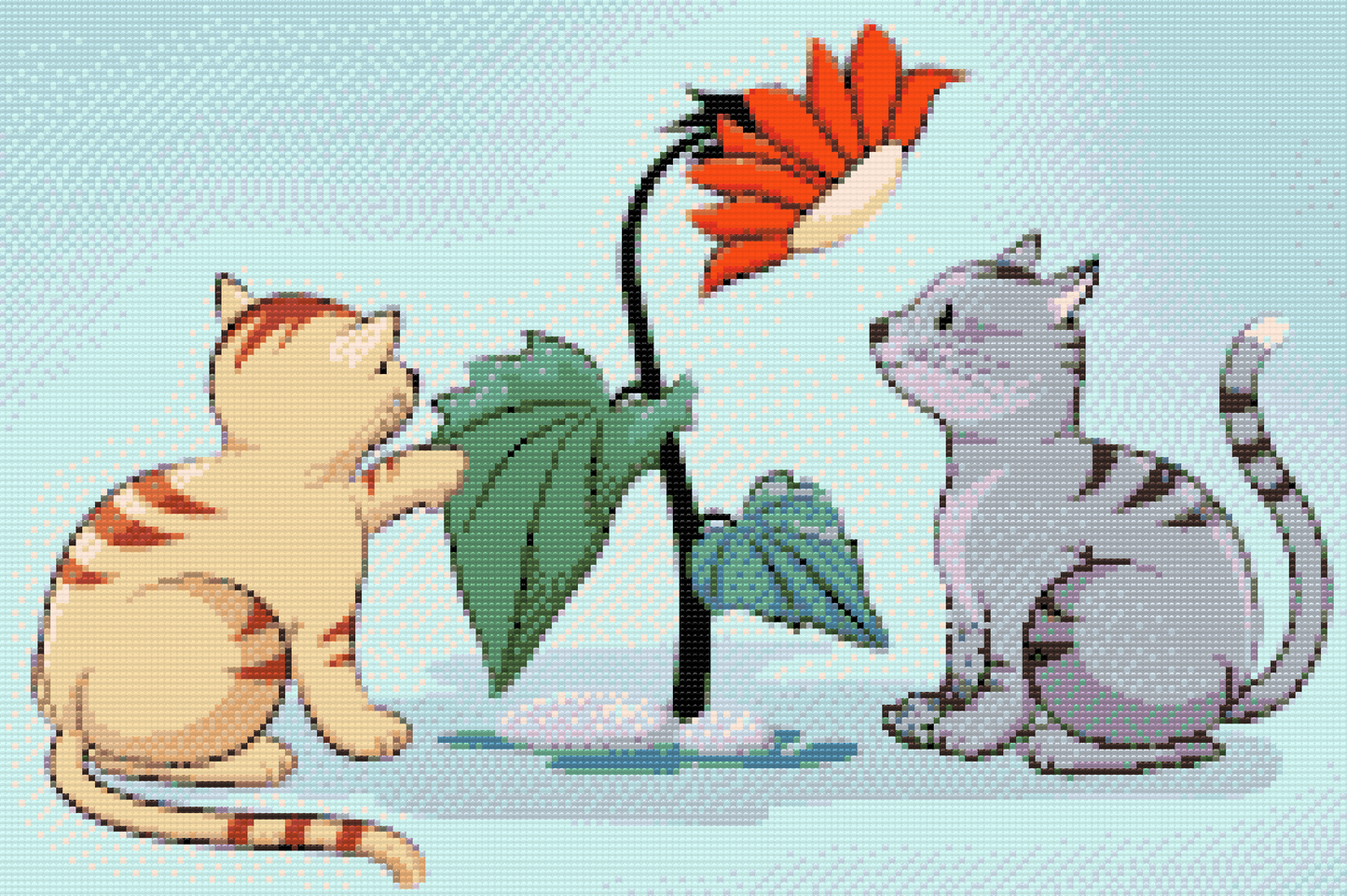 Diamond Painting - Katte og Blomst