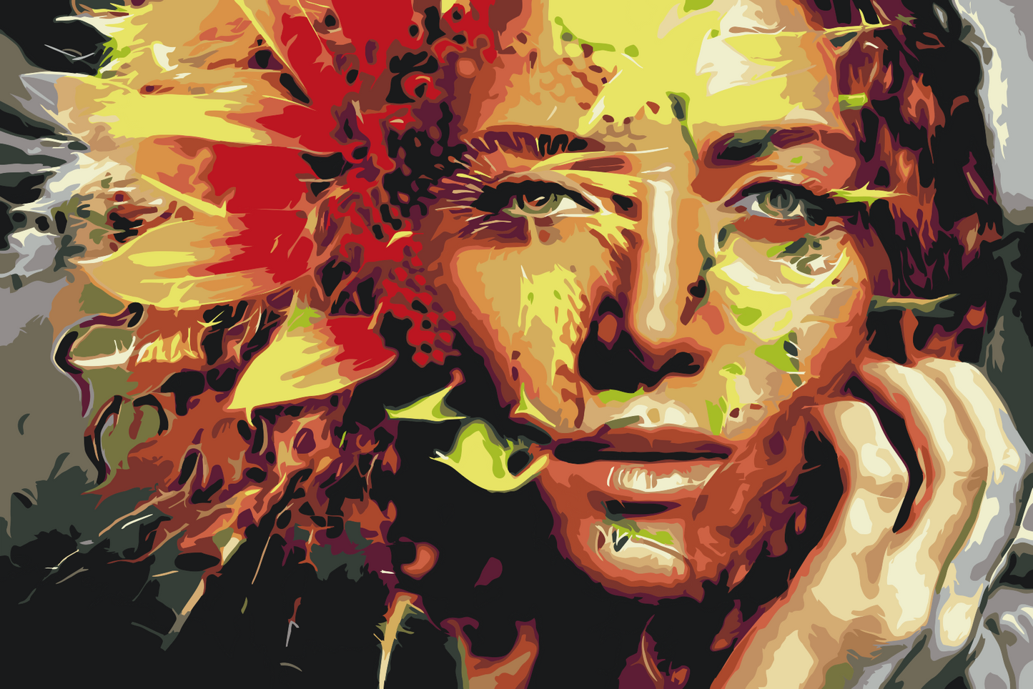 Paint by Numbers - Kvinde skjult i en solsikke
