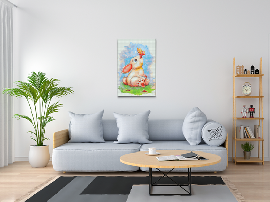 Diamond Painting - Kanin med en sommerfugl på næsen