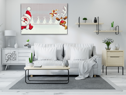 Diamond Painting - Julemanden og rensdyret Rudolf