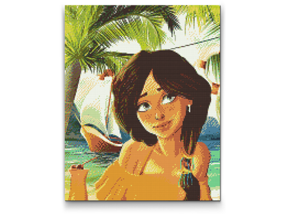 Diamond Painting - Brunette på stranden