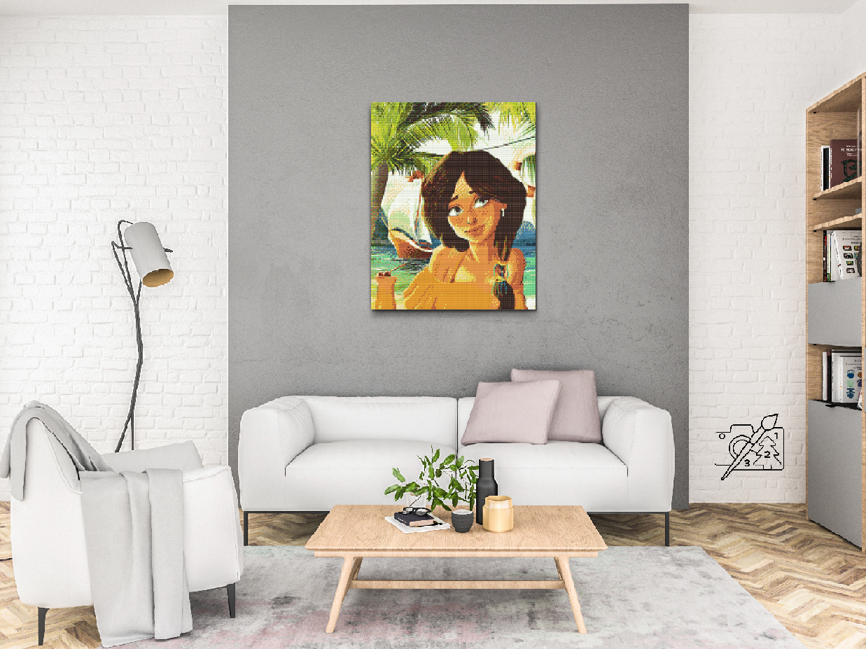 Diamond Painting - Brunette på stranden