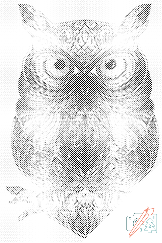 Mal-med-prikker -  Ugle Mandala