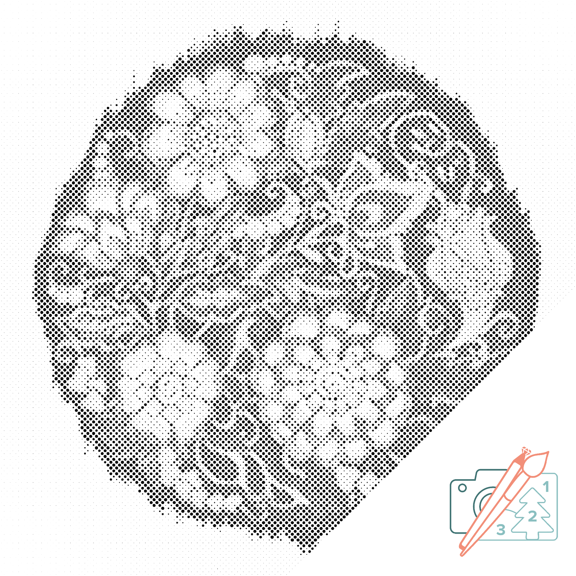 Mal-med-prikker -  Mandala med blomster