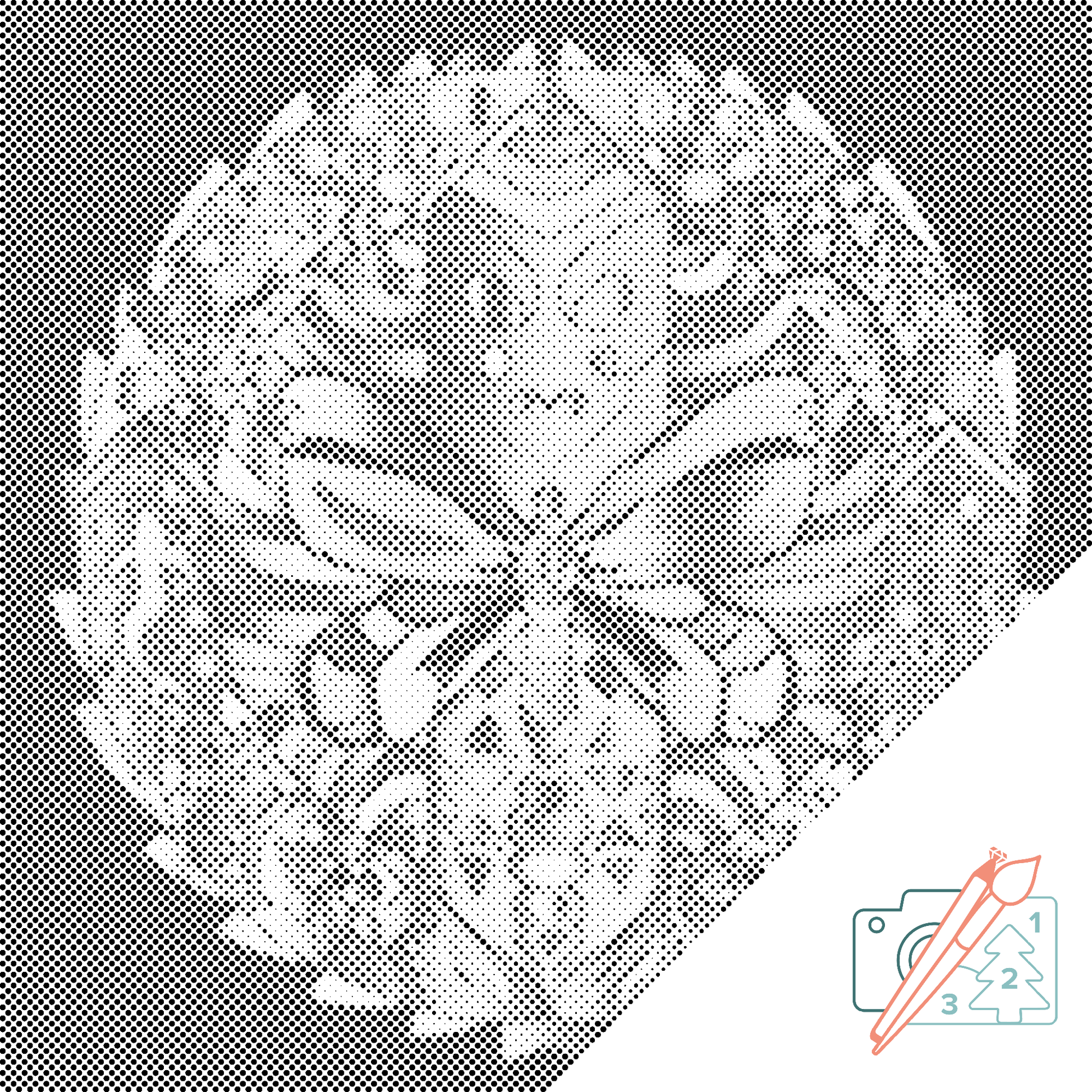 Mal-med-prikker -  Mandala med sommerfugl