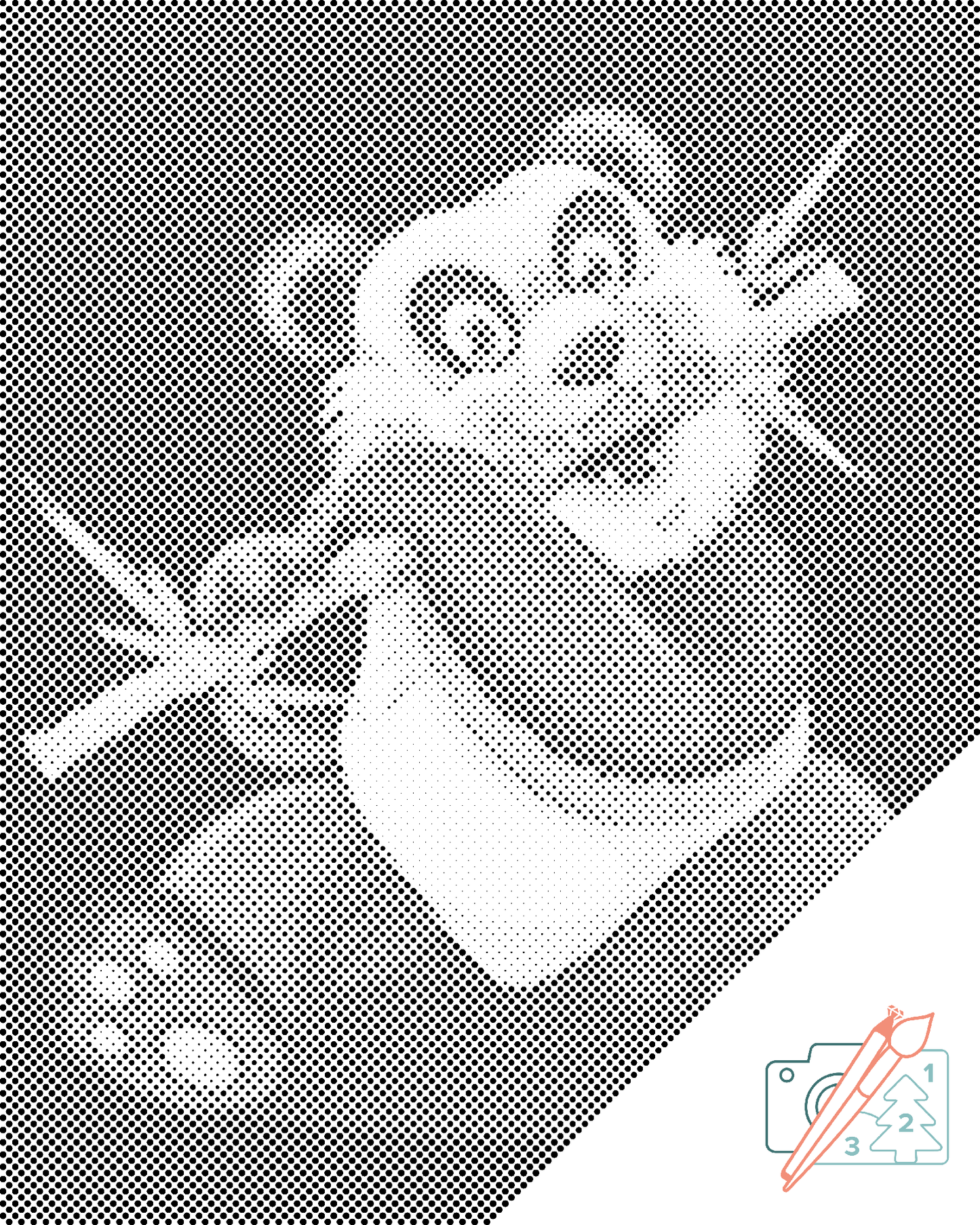 Mal-med-prikker -  Panda med bambus