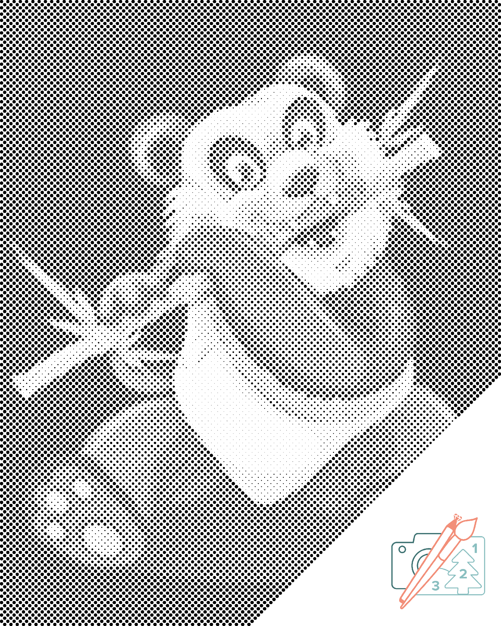 Mal-med-prikker -  Panda med bambus