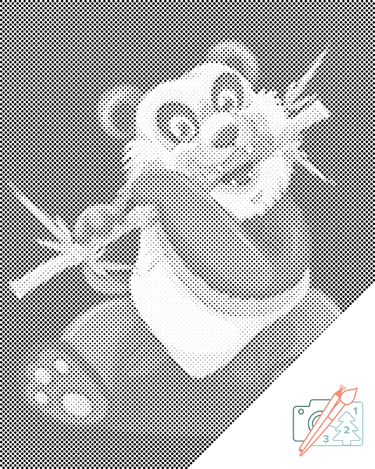 Mal-med-prikker -  Panda med bambus