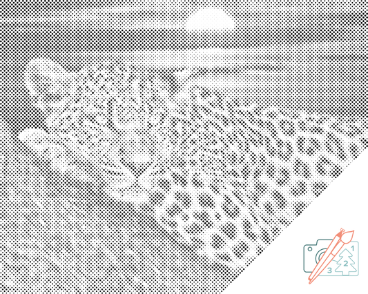 Mal-med-prikker -  Leopard ved solnedgang