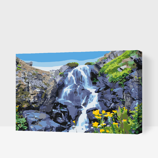 Paint by Numbers - Vandfald og blomster