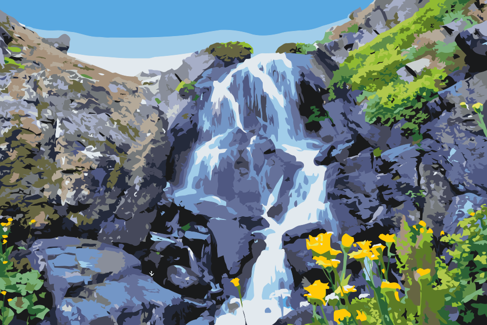 Paint by Numbers - Vandfald og blomster