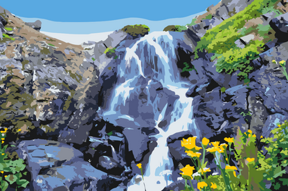 Paint by Numbers - Vandfald og blomster