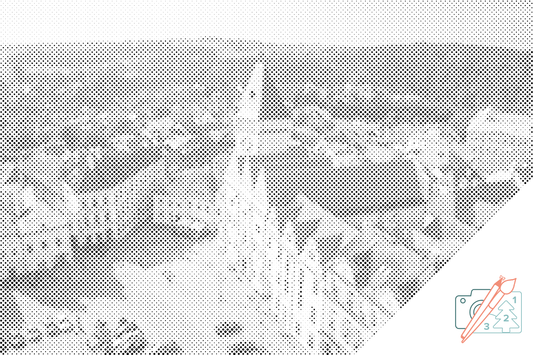 Mal-med-prikker -  Byudsigt - Tabor