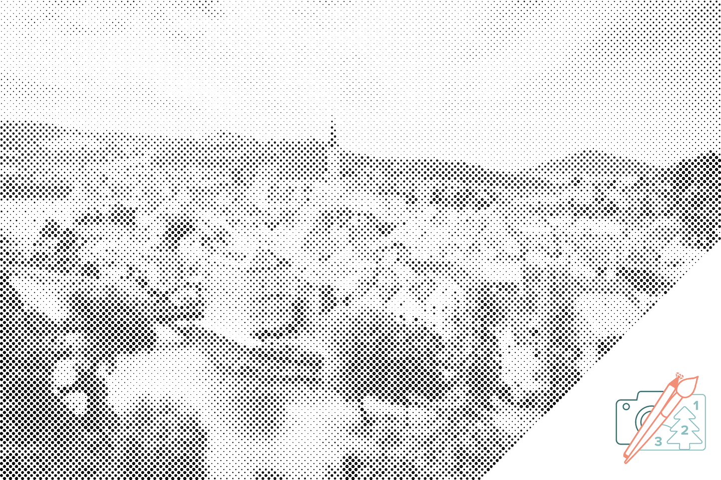 Mal-med-prikker -  Cesky Krumlov i grå nuancer