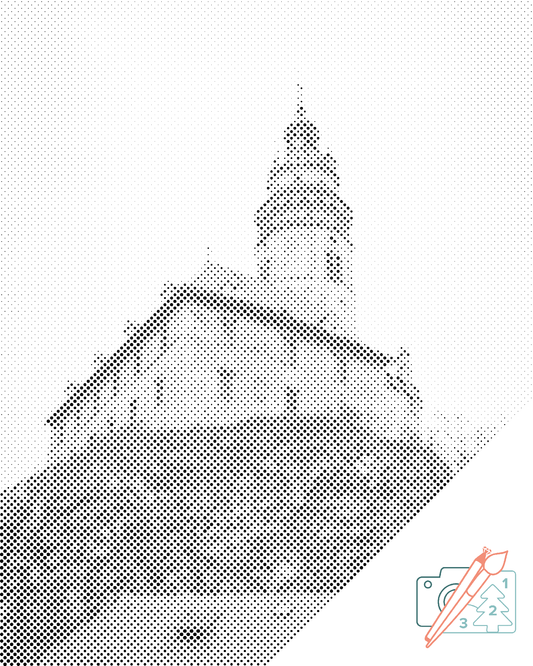 Mal-med-prikker -  Slotstårnet i Cesky Krumlov