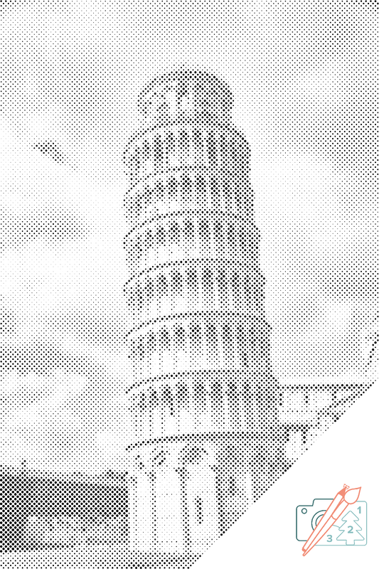 Mal-med-prikker -  Det Skæve Tårn i Pisa