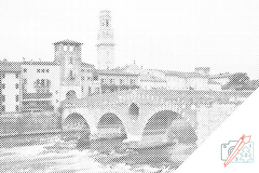 Mal-med-prikker -  Stenbroen - Ponte Pietra, Verona