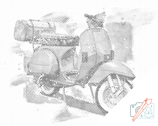 Mal-med-prikker -  Blå Vespa