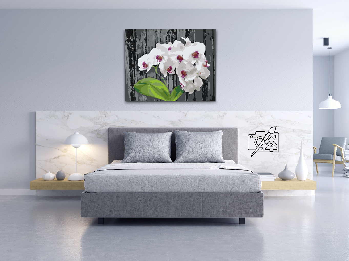 Paint by Numbers - Hvid Orkidé