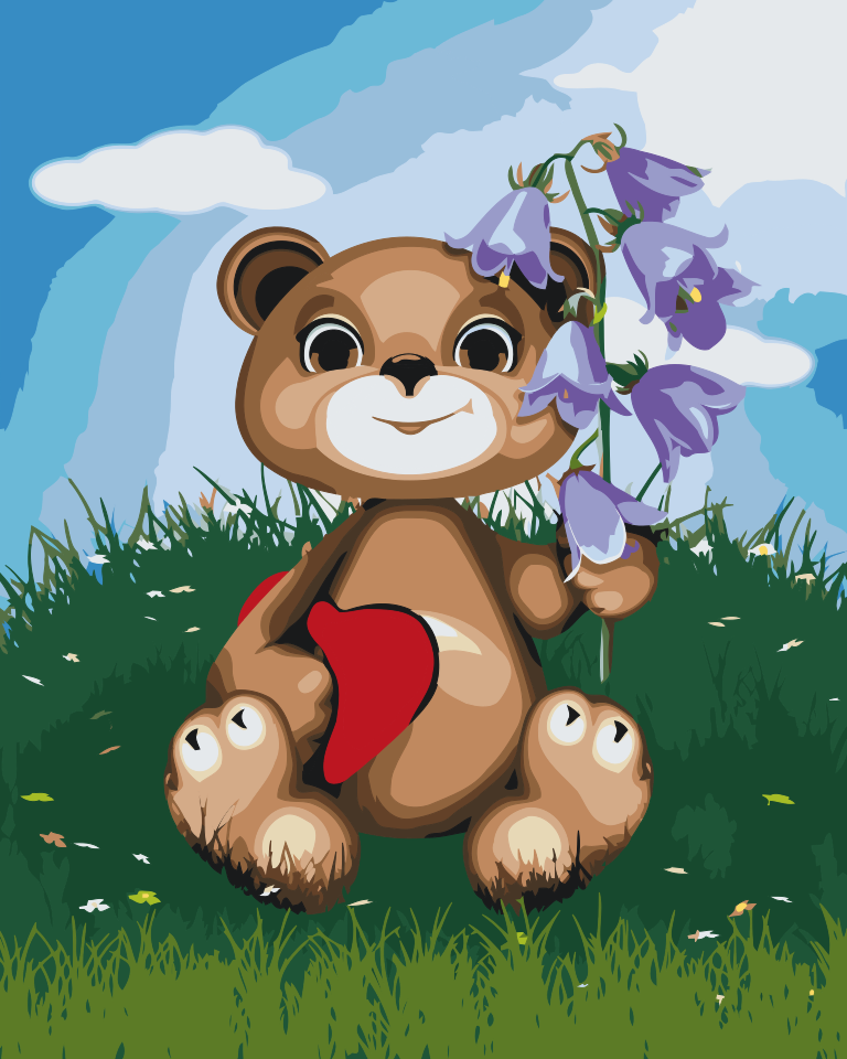Paint by Numbers - Teddy med Liljekonvall