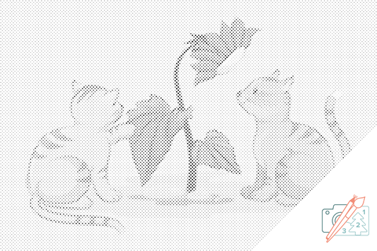 Mal-med-prikker -  Katte og Blomst